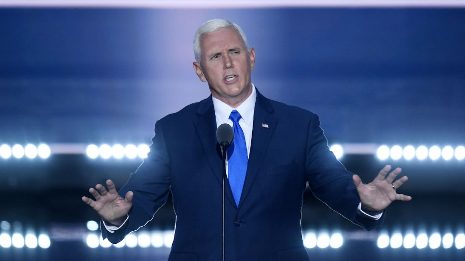 Vice presidential nominee Mike Pence speaks on the third day of the Republican National Convention at Quicken Loans Arena in Cleveland on Wednesday, July 20, 2016. (Olivier Douliery/Abaca Press/TNS)