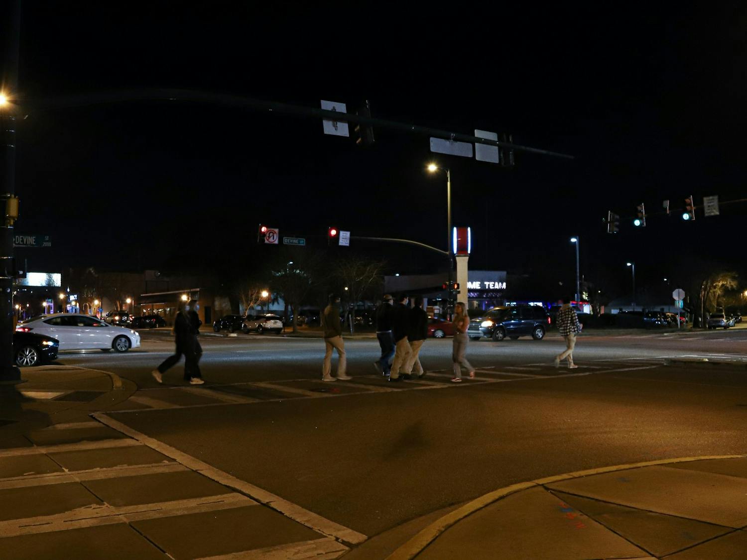 The intersection of Harden and Divine Street at 9:39 p.m. on Jan. 29, 2021.&nbsp;
