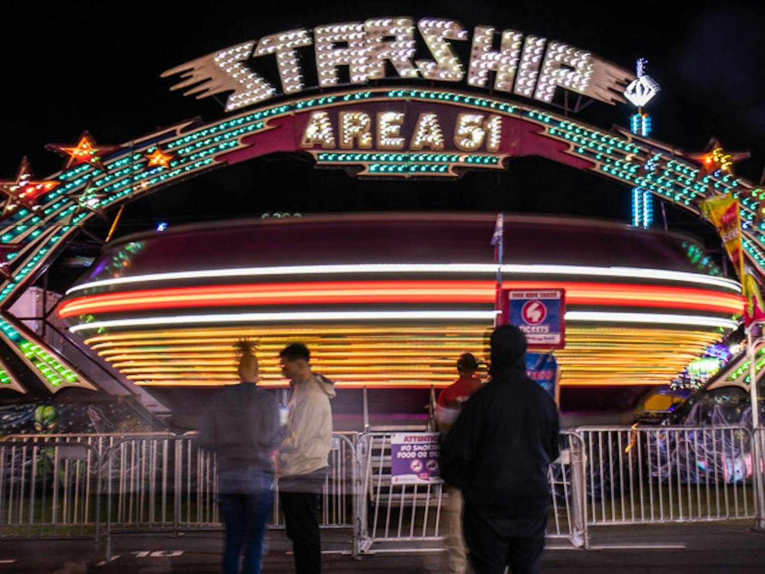 The Starship Area 51 ride at the South Carolina State Fair on Oct. 21, 2022. The human-centrifuge is one of the many thrill-rides featured at the state fair that took place from Oct. 12-23, 2022.
