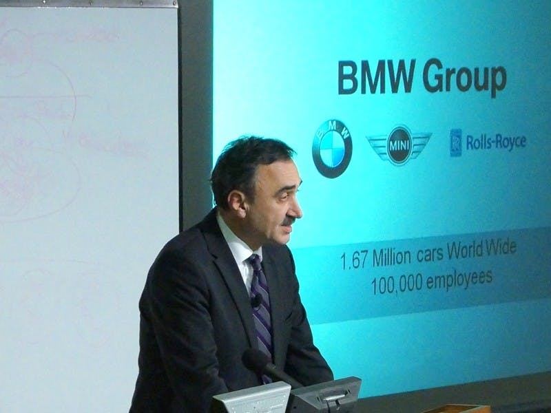 Josef Kerscher speaks in the Darla Moore School of Business Thursday evening.