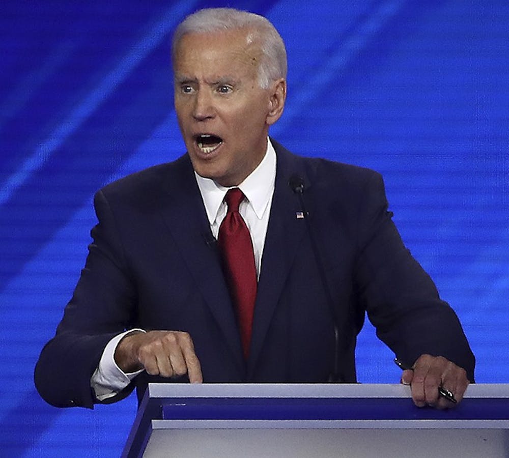 HOUSTON, TEXAS - SEPTEMBER 12: Democratic presidential candidate former Vice President Joe Biden speaks during the Democratic Presidential Debate at Texas Southern University&apos;s Health and PE Center on September 12, 2019 in Houston, Texas. Ten Democratic presidential hopefuls were chosen from the larger field of candidates to participate in the debate hosted by ABC News in partnership with Univision. (Win McNamee/Getty Images/TNS)