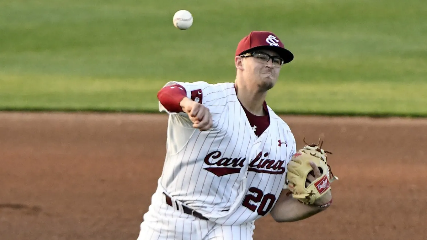 Former South Carolina third baseman Jonah Bride makes a throw across the diamond to first base. Bride made his MLB debut for the Oakland Athletics on June 15, 2022. 
