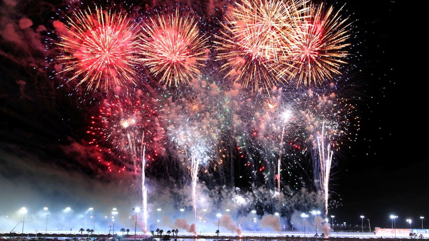 Fireworks fill the sky over the infield after Ricky Stenhouse, Jr., wins the NASCAR Coke Zero 400 at Daytona International Speedway in Daytona Beach, Fla., on Saturday, July 1, 2017. (Joe Burbank/Orlando Sentinel/TNS)
