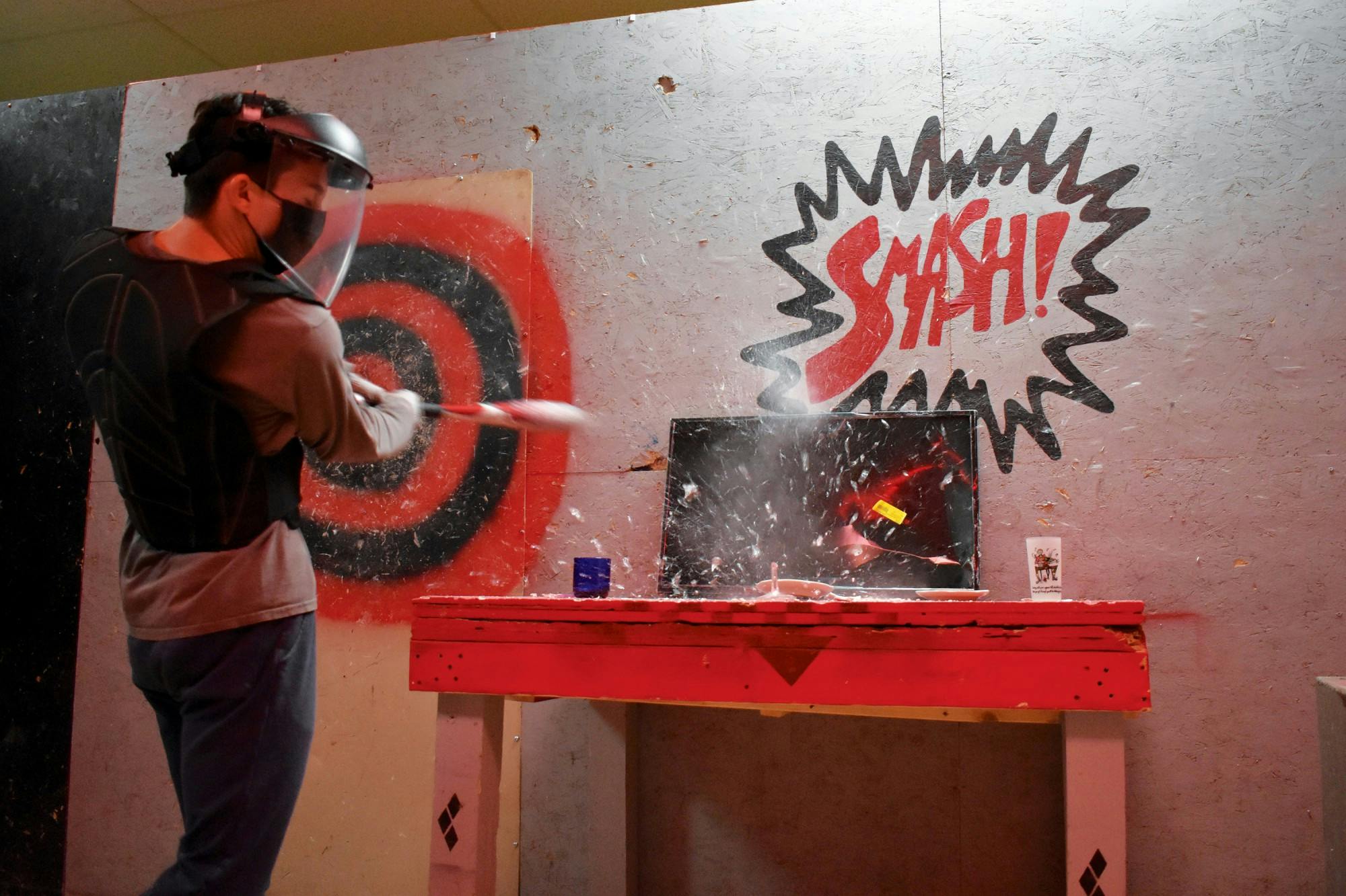 The Smash Room in West Columbia is the perfect place to relieve stress. Visitors are allowed to smash items such as mugs, glasses and even televisions.