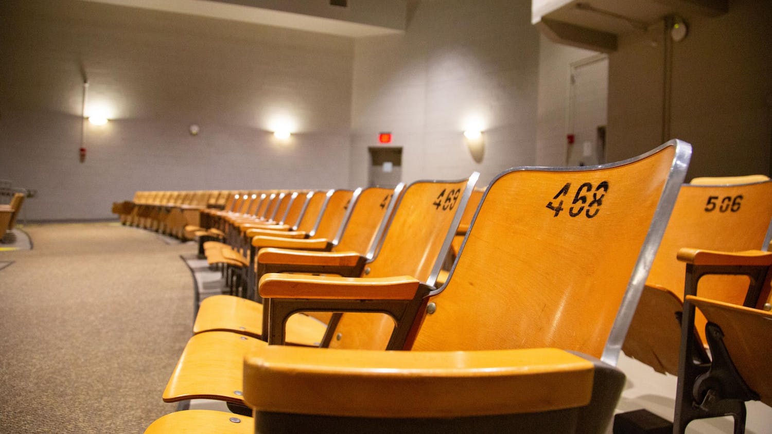 Chairs inside the Booker T. Washington Auditorium sit empty on Jan. 26, 2024. The auditorium serves as the current home of the USC Department of Theatre and Dance.