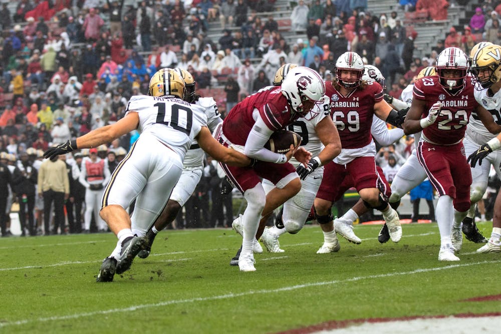 <p>FILE — Then-redshirt senior quarterback Spencer Rattler carries the football during a game against Vanderbilt on Nov. 11, 2023 at Williams-Brice Stadium. The Gamecocks will face the Commodores on Sept. 13, 2025 at Williams-Brice Stadium, with kickoff set for 7:45 p.m.</p>