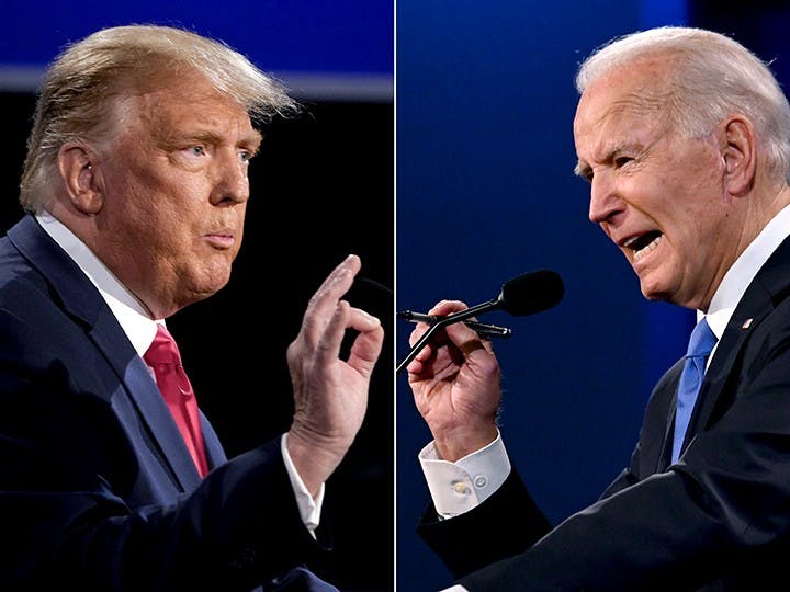 President Donald Trump (left) and President-elect Joe Biden (right) participated in the final presidential debate on Oct. 22, 2020.&nbsp;