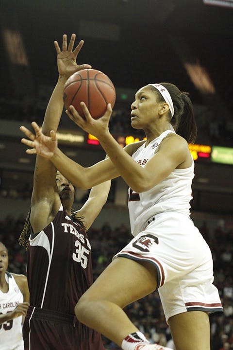 Coming off the bench as a true freshman, South Carolina forward A'ja Wilson is averaging 13.2 points per game, the second highest tally by a Gamecock this season. 