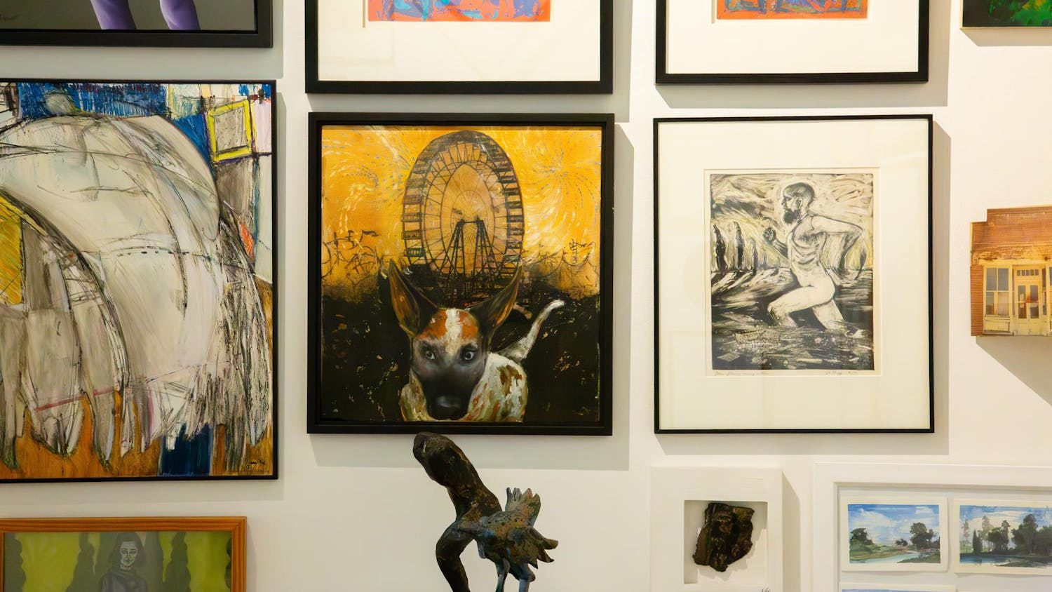 Displayed art from "Eye to Eye: The Roefs & Waddell Collection" at 701 Whaley St. Columbia, SC on November 10, 2024. The artists on display are Marcelo Novo, Lindsay O’neil, Dorothy Netherland, William Halsey, Diane Kilgore Condon, Klaus Hartman, Carl Blair, Ann Hubbard, Steven Chapp, Mary Gilkerson, Frank Poor and Stephen Chesley.