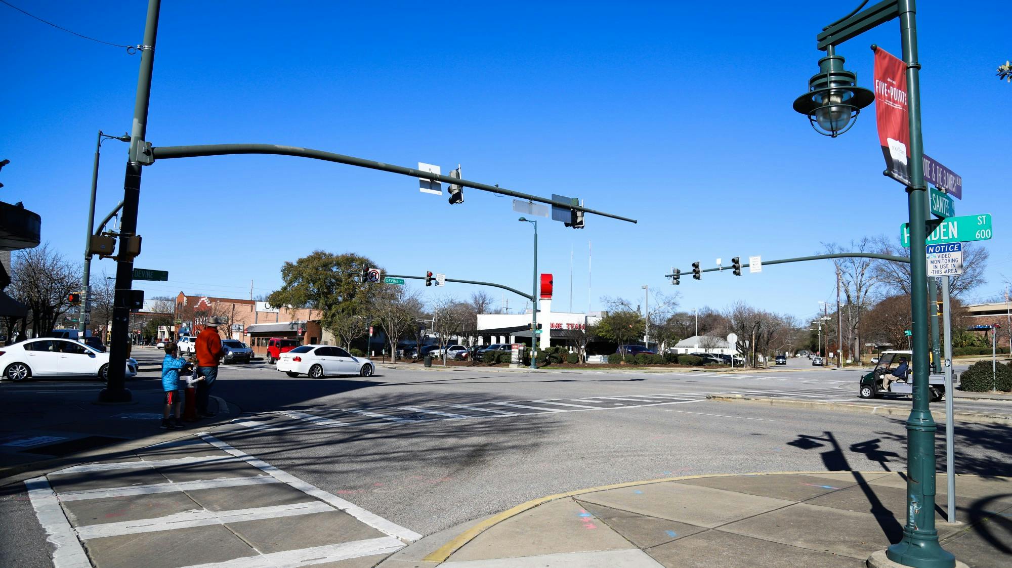 The intersection of Harden and Divine Street at 4:12 p.m. on Jan. 29, 2021.&nbsp;