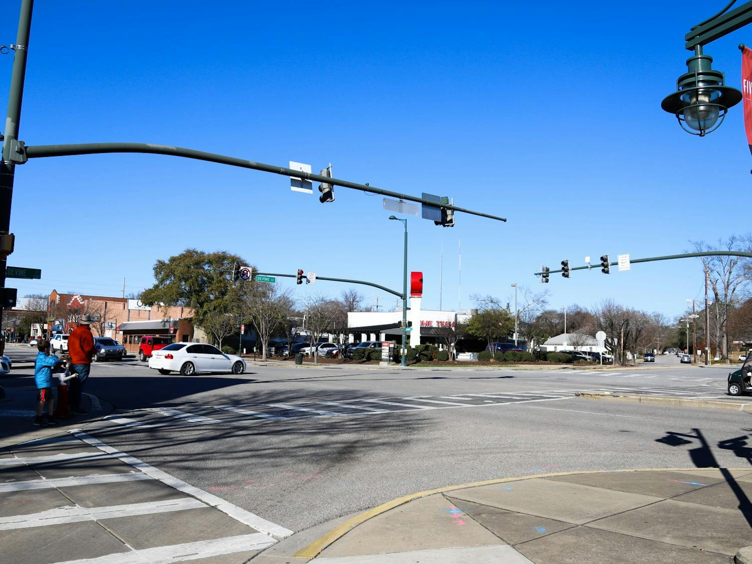 The intersection of Harden and Divine Street at 4:12 p.m. on Jan. 29, 2021.&nbsp;