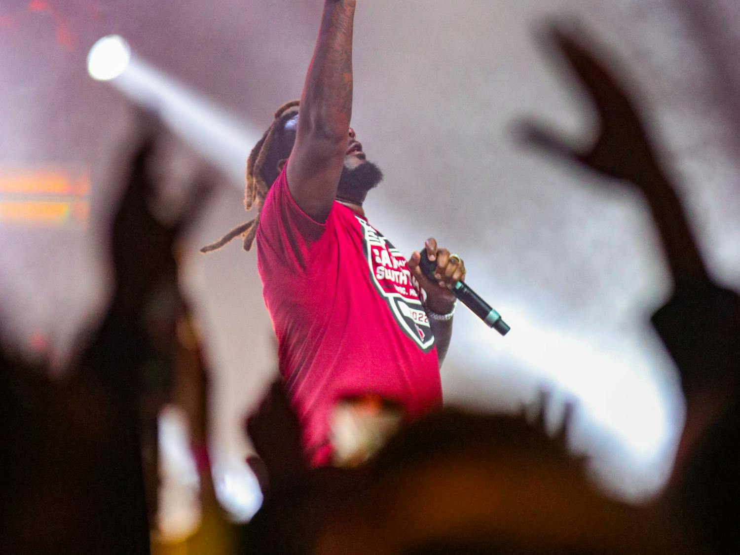 T-Pain performing at Cockstock on Oct. 21, 2022. He performed hits like “Bartender” to the sold out crowd at Colonial Life Arena.