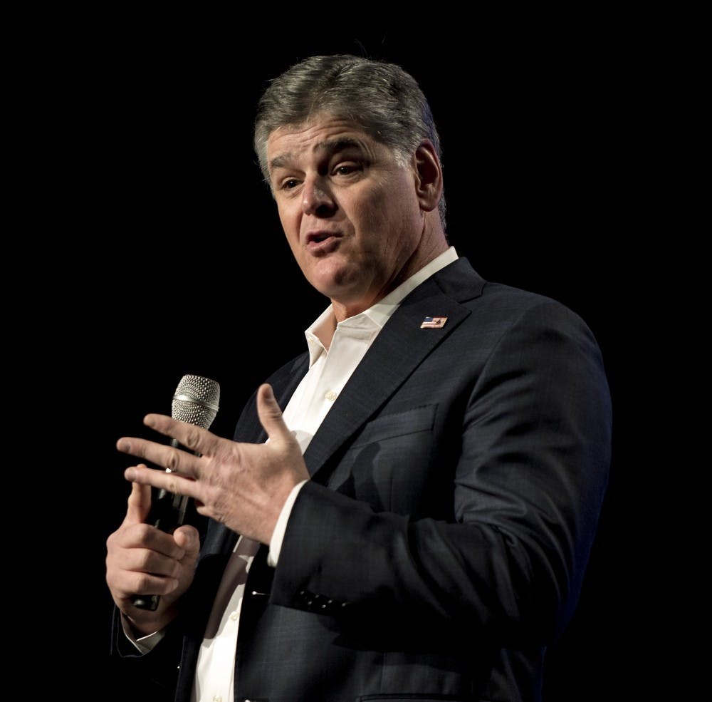 Fox News host Sean Hannity addresses Proclaim 17, the National Religious Broadcasters International Christian Media Convention, on Feb. 27, 2017 in Orlando, Fla. (Brian Cahn/Zuma Press/TNS)