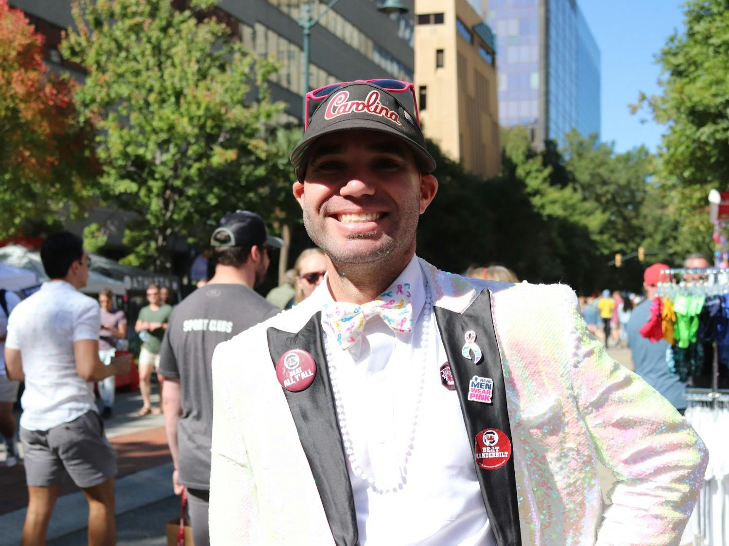 Justin Caudill represents the South Carolina Gamecocks at the 2021 South Carolina Pride Festival, an event dedicated to celebrating the LGBTQIA+ community and advocating for LGBTQIA+ equality.&nbsp;