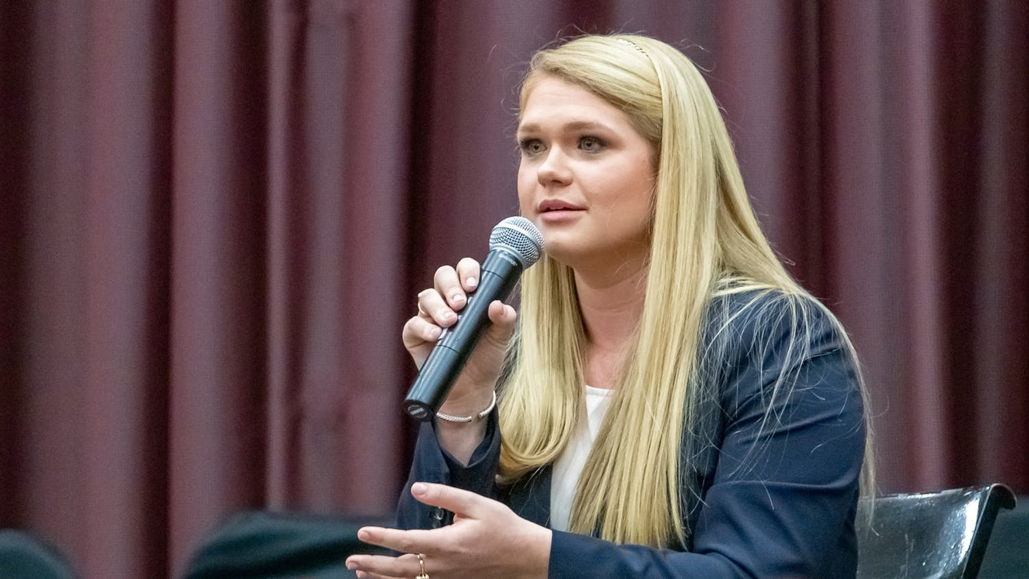 Student Body President candidate Reedy Newton speaks during the student government debate on Feb. 15, 2022 in the Russell House Ballroom in Columbia, SC.