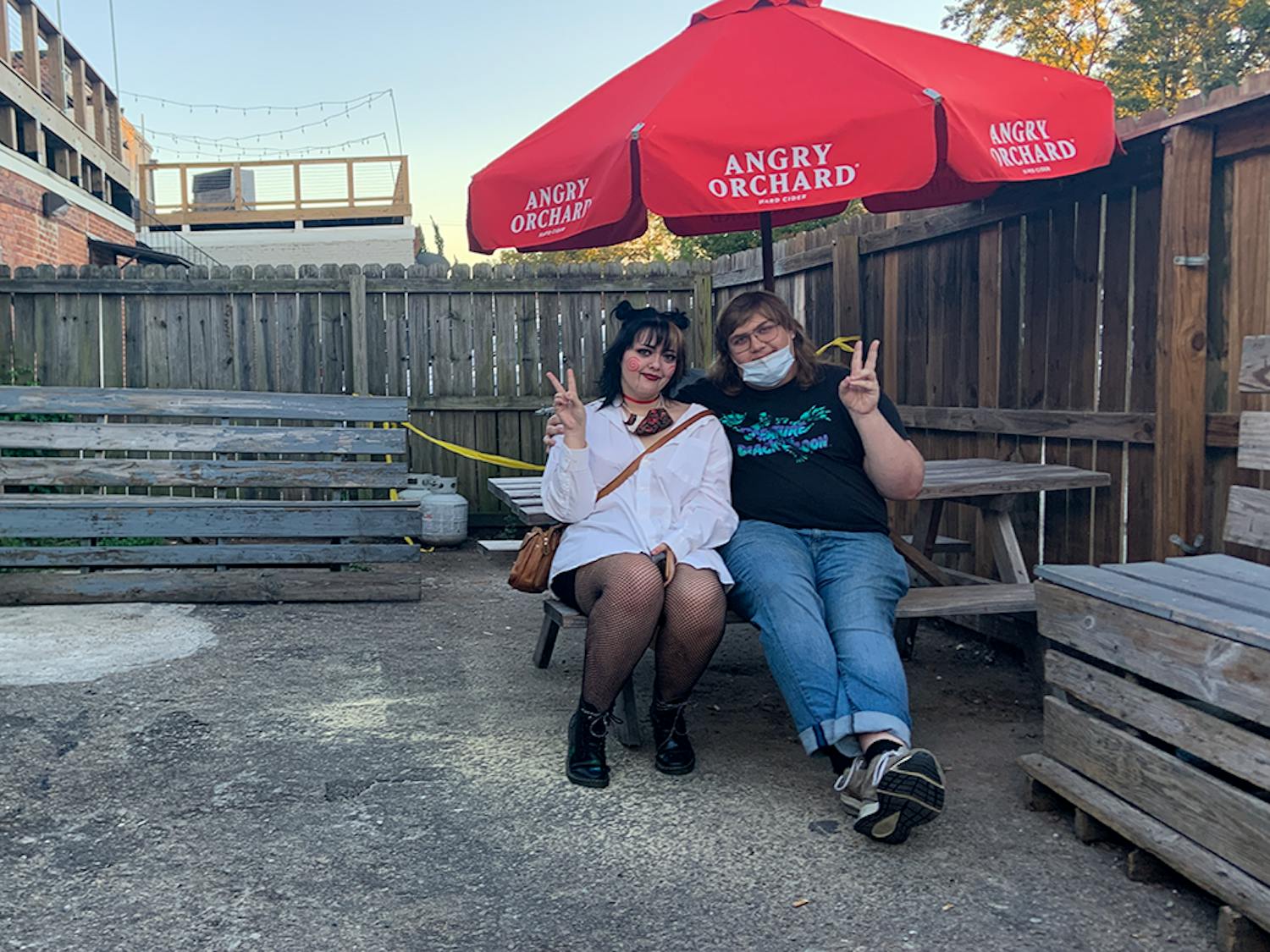 Aubrey Key and his partner, Candice Turner, hang out at the New Brookland Tavern before a performance.