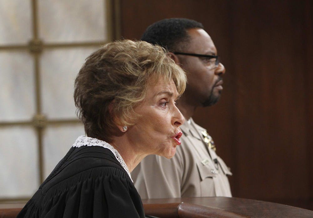 "Judge Judy" Sheindlin, left, and Petri-Hawkins Byrd are seen during a taping of the show in January 2012. (Kirk McKoy/Los Angeles Times/TNS)