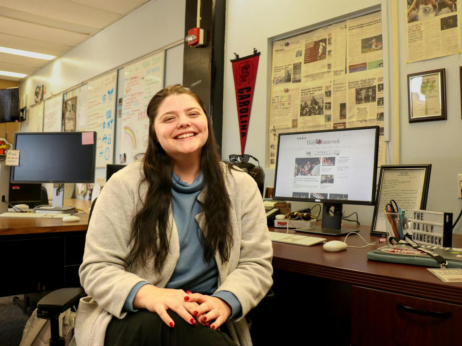 The Daily Gamecock Editor-in-Chief, Kate Robins, poses for a portrait on Jan. 7, 2024. Robins will serve as the editor-in-chief for 2024 and has previously worked for the newspaper as an assistant copy desk chief, summer managing editor and managing editor.