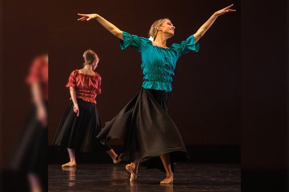 <p>Student perform in "Adventure on the Horizon" by Jennifer Hanson for the spring 2023 Student Choreography Showcase. The performances for this semester's showcase will begin on Dec. 5 and continue through Dec. 8 at 7 p.m. each night in Drayton Hall Theatre.</p>