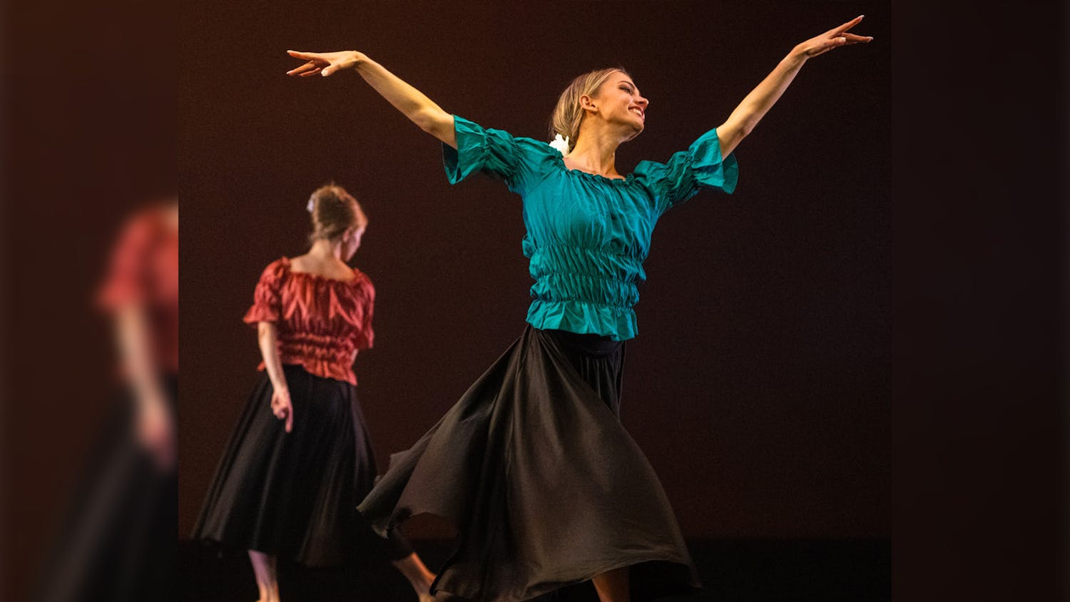 Student perform in "Adventure on the Horizon" by Jennifer Hanson for the spring 2023 Student Choreography Showcase. The performances for this semester's showcase will begin on Dec. 5 and continue through Dec. 8 at 7 p.m. each night in Drayton Hall Theatre.