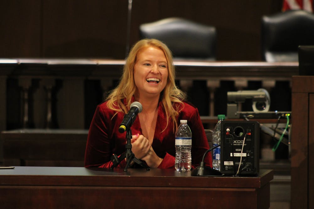 <p>Journalist Mandy Matney gives insight into her personal and journalistic journey covering the Murdaugh murders during a USC event on Nov. 13, 2023. Matney is now the CEO of her own company, a podcast creator and an author.</p>