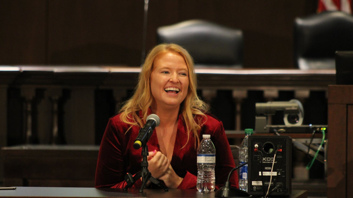 Journalist Mandy Matney gives insight into her personal and journalistic journey covering the Murdaugh murders during a USC event on Nov. 13, 2023. Matney is now the CEO of her own company, a podcast creator and an author.