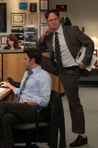 Dwight Schrute, as played by Rainn Wilson, is the heart-breaker of "The Office," with dreamy&nbsp;eyes and a stylish middle part.