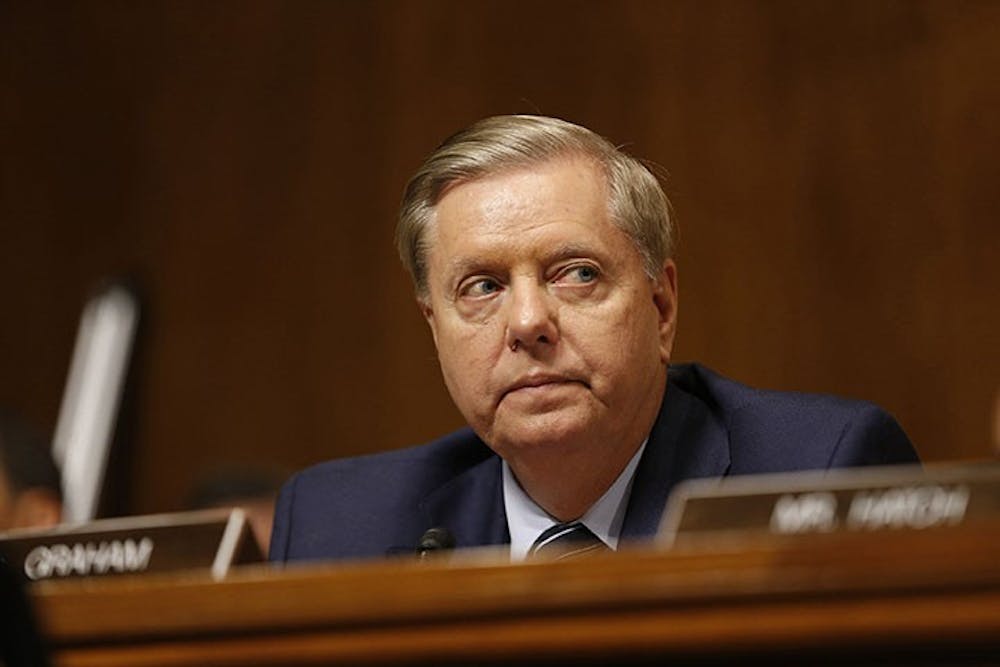 South Carolina Republican Sen. Lindsey Graham. Graham is currently running as a 2020 candidate for the U.S. Senate, a position he has held in South Carolina since 2013.