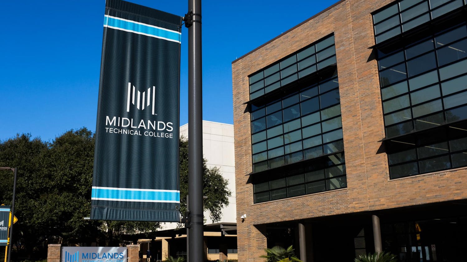 A sign for Midlands Technical College stands on Rosewood Drive on Feb. 6, 2024. The University of South Carolina will now grant 30 hours of core course credit to transfer students from the state's 16 technical colleges.