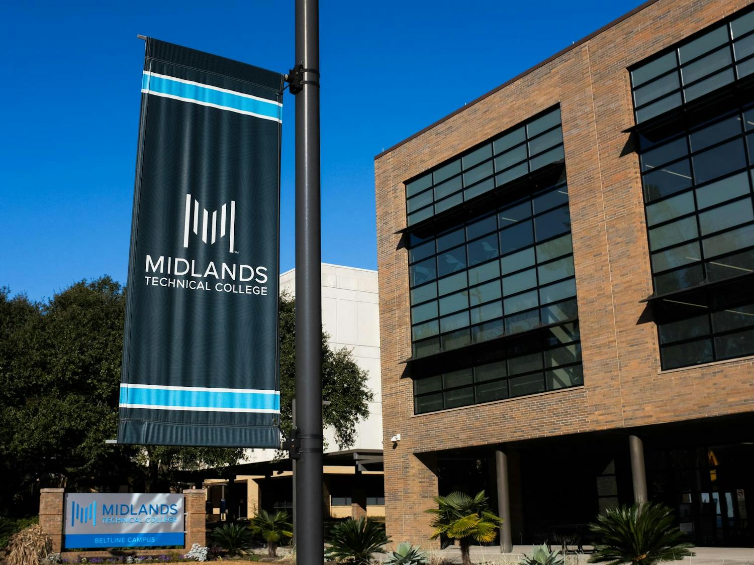 A sign for Midlands Technical College stands on Rosewood Drive on Feb. 6, 2024. The University of South Carolina will now grant 30 hours of core course credit to transfer students from the state's 16 technical colleges.