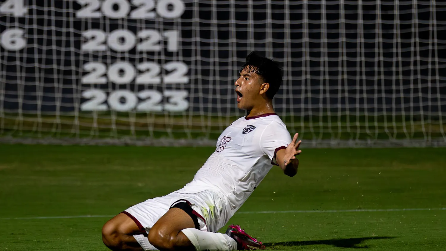 Sophomore midfielder Alejandro Velazquez-Lopez celebrates after scoring a goal against Charlotte on Sept. 5, 2025, at Stone Stadium. The Gamecocks defeated the 49ers 2-1, improving to 3-2 on the season.