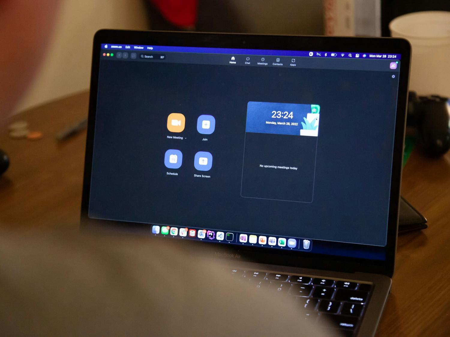 Zoom’s start screen on a computer. Zoom was a frequently used video-calling platform during the COVID-19 pandemic.