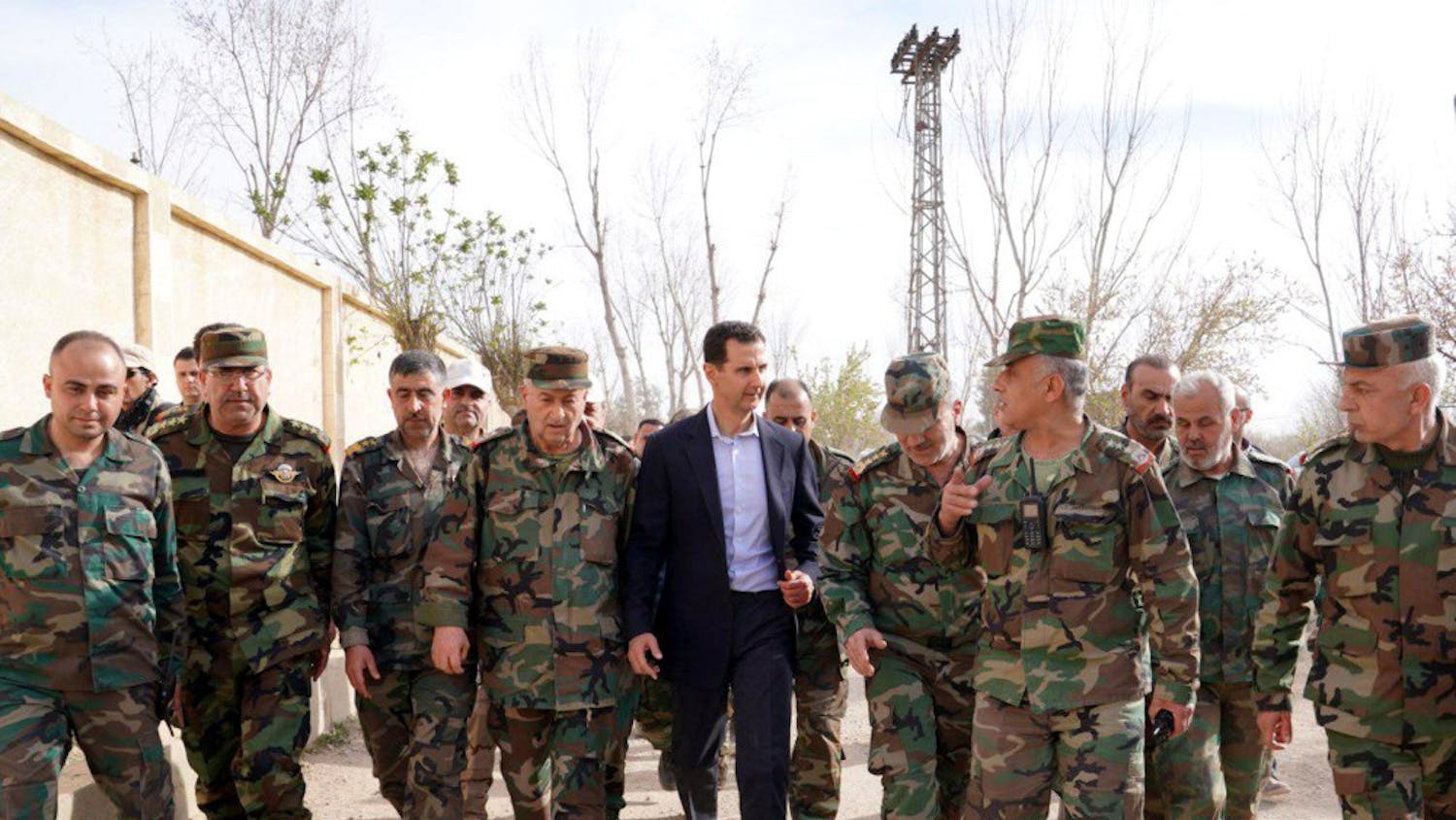 Syrian President Bashar al-Assad visits with regime forces in Eastern Ghouta on March 18, 2018. (SalamPix/Abaca Press/TNS) 