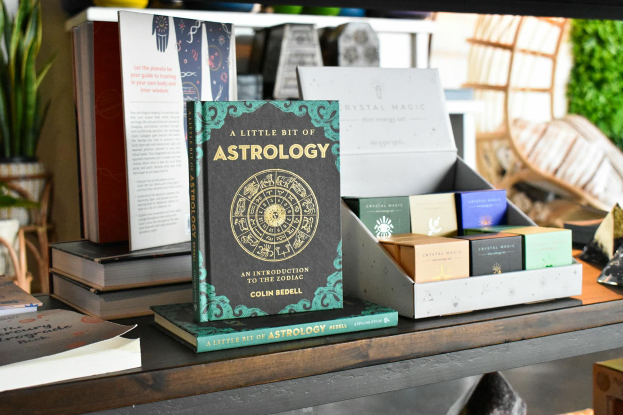 Spiritual books sit on a table in The Healing Bar on Jan. 26, 2023. The readings range from focusing on the divine self to astrology.
