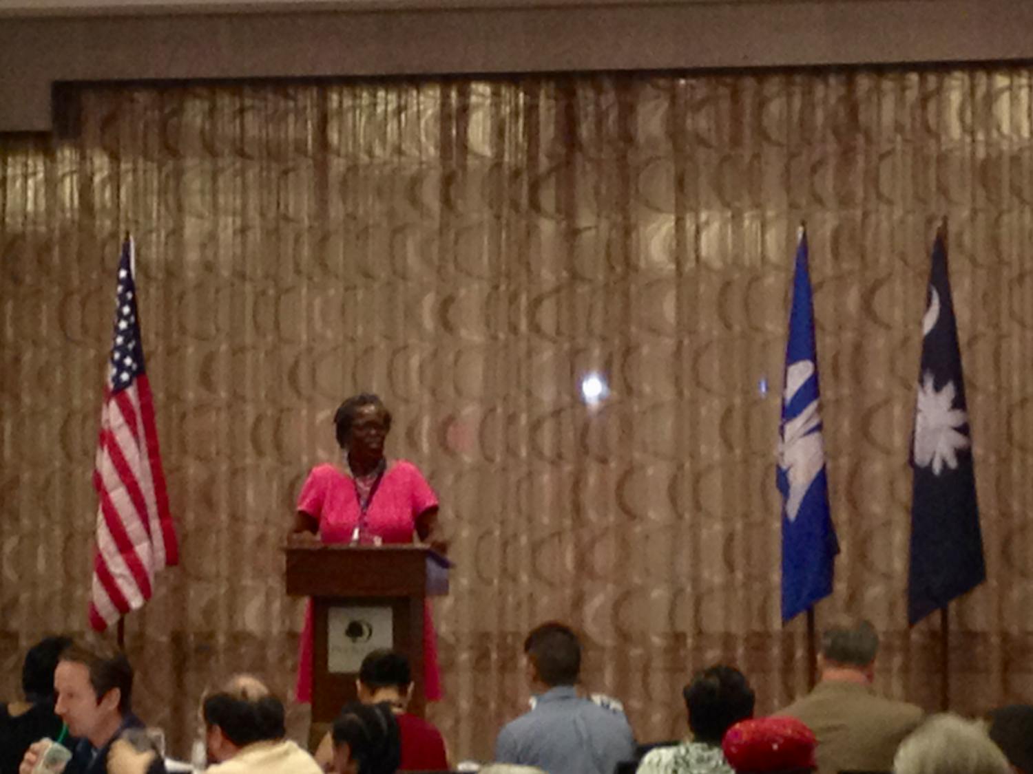 Gilda Cobb-Hunter, DNC Southern Caucus chairwoman and South Carolina State Representative, addresses the South Carolina delegation breakfast at the Democratic National Convention in Philadelphia on July 26, 2016.