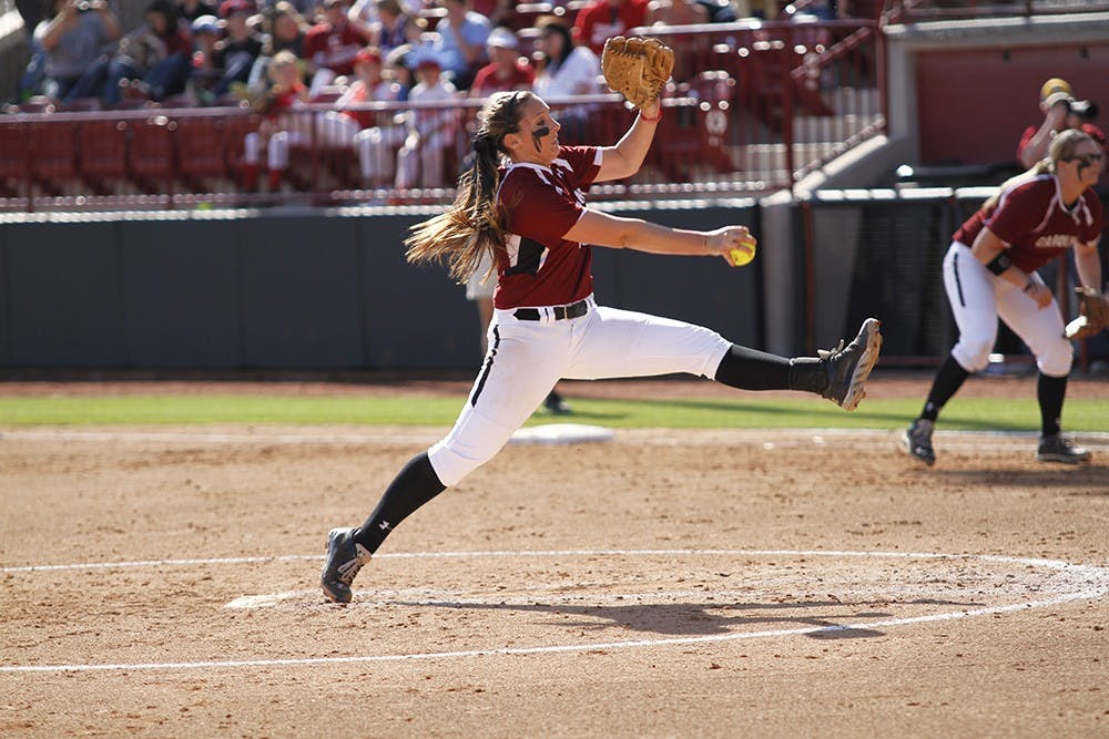 	<p>Redshirt sophomore Julie Sarratt pitched six innings in USC’s first game Wednesday afternoon.</p>
