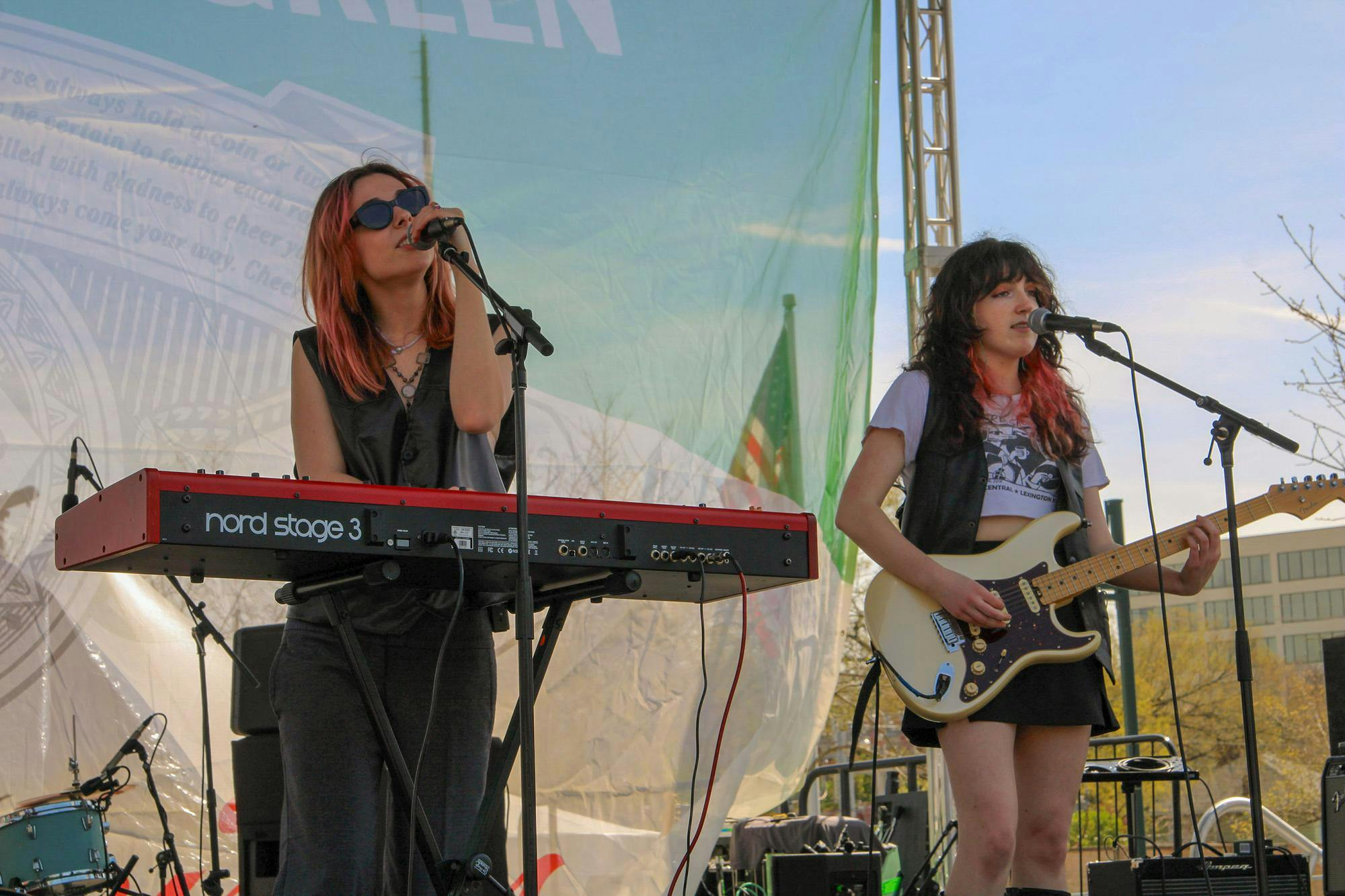 Members of the band Hotel Fiction perform during St. Pat's in Five Points in Columbia, South Carolina on March 16, 2024. The Athens, Georgia-based band kicked off the day with the first set on the Greene Stage.