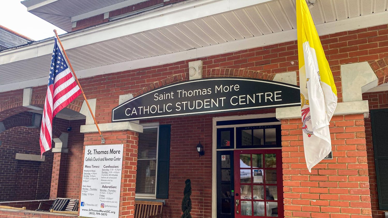 A picture of St. Thomas More Catholic Church and Newman Center which sits a short distance from the heart of the University of South Carolina campus. St. Thomas More is the home to the Catholic Campus Ministry at , also known as Carolina Catholics.