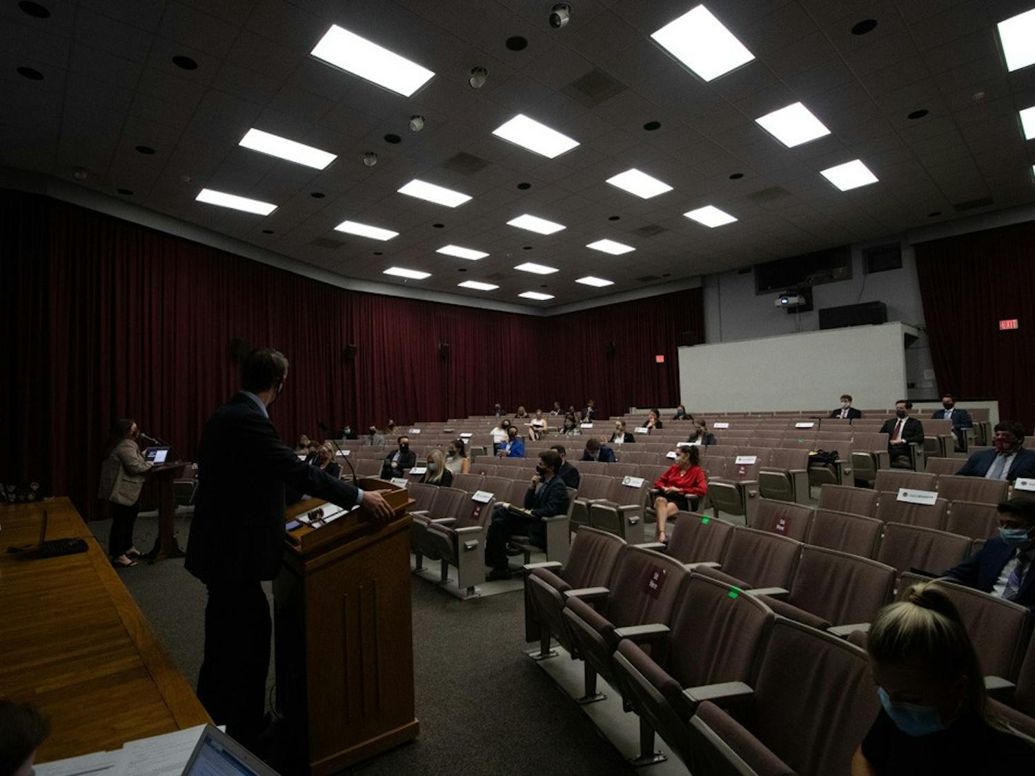 Photos of a student senate meeting, from Sept. 23, 2020. Laney Quickel, the newly appointed student body treasurer, took office for the remainder of the term and will be the last person to hold the title. &nbsp;