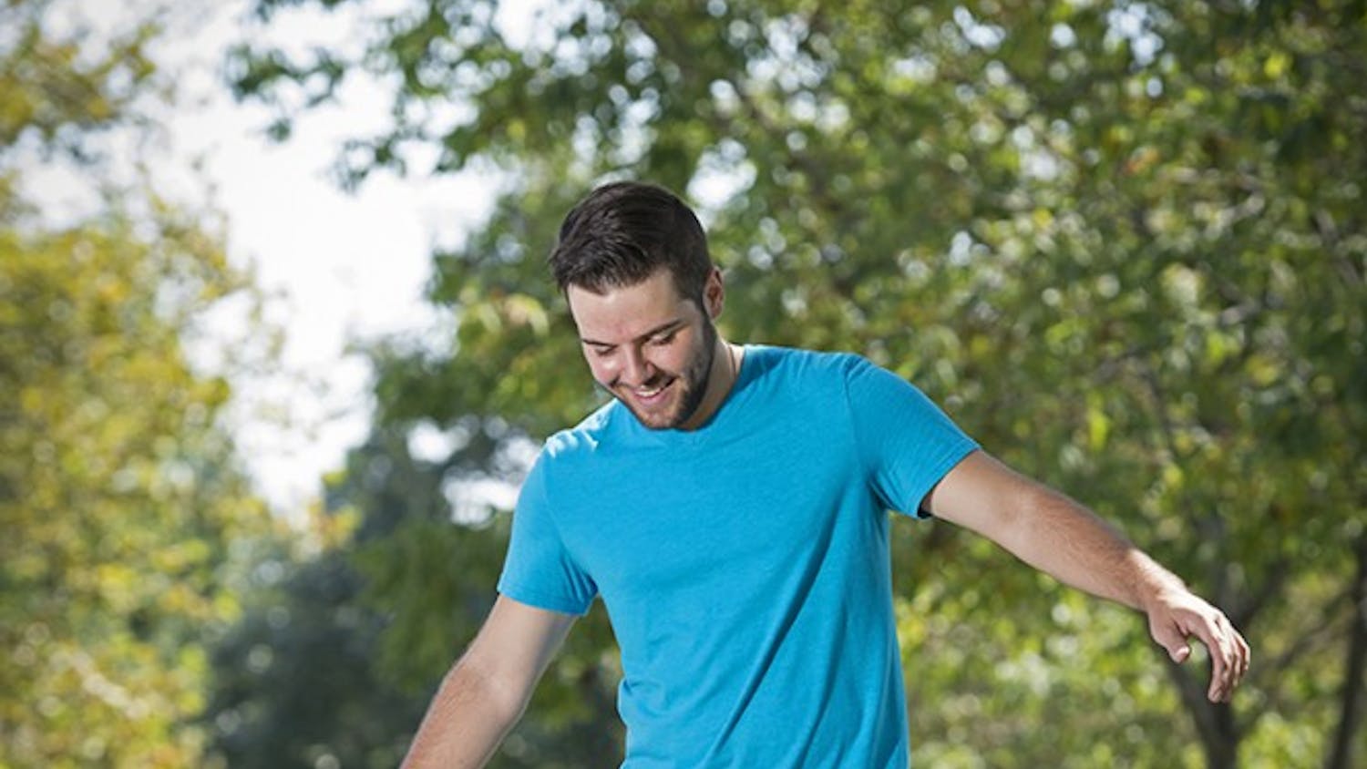 Logan Meis, 20, rides his hover board outside his apartment complex in Overland Park, Kan., on Friday, Sept. 4, 2015. Meis purchased the personal transportation device for about $330 online. (Tammy Ljungblad/Kansas City Star/TNS)
