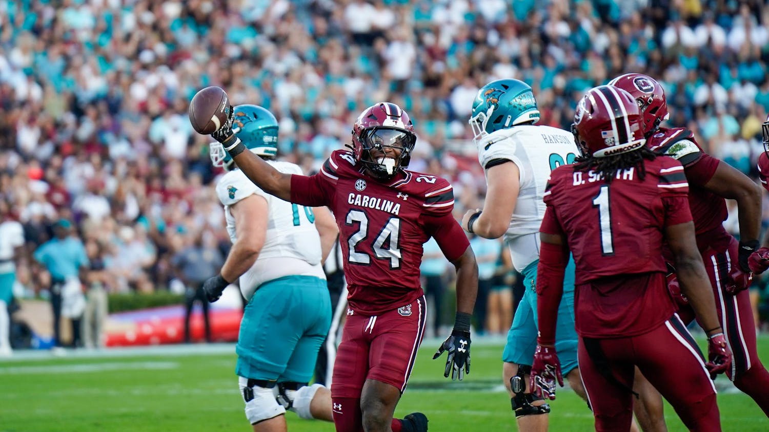 The South Carolina Gamecocks defeated the Coastal Carolina Chanticleers 51-7 at Williams-Brice Stadium on Nov. 22, 2025, improving to 4-7 on the season. Redshirt sophomore quarterback LaNorris Sellers threw for 274 yards, completing 16 of 20 attempted passes and connecting for two touchdowns. The Gamecocks will face the Clemson Tigers at home Nov. 29 in the final game of their season.