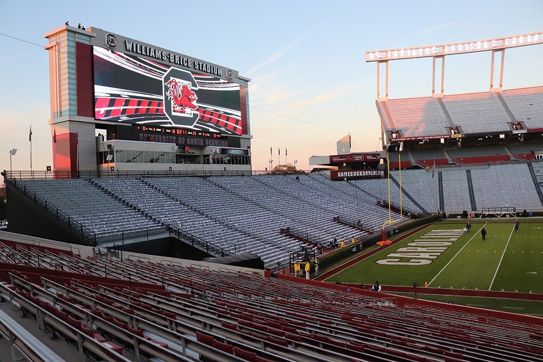 Empty seats before a game at Williams-Brice Stadium.&nbsp;