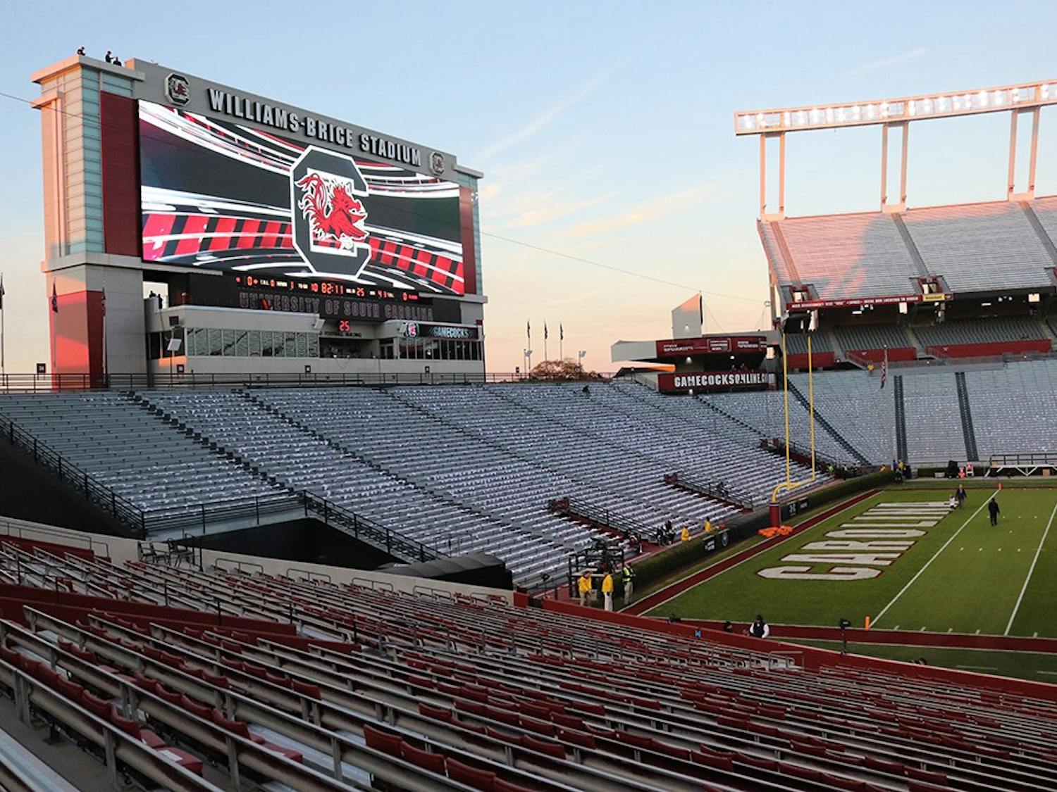 Empty seats before a game at Williams-Brice Stadium. 