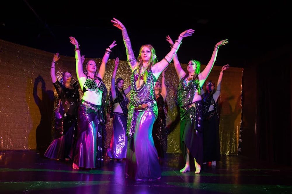 <p>Tiny Coven Dance, a dance troop from West Columbia, performs a style of belly dancing called American Tribal Dance on Sept. 8, 2022. Tiny Coven Dance is slated to perform at The Jasper Project's fundraising event, Infamous Lovers, a Valentine's Day arts and entertainment showcase.</p>