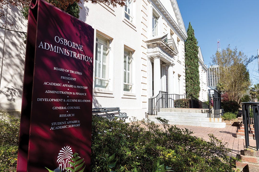 FILE—A picture of the Osborne Administration Building which holds offices for campus administration and some of the highest administrative offices, such as the president, the provost and the board of trustees. The board approved a new certification program in digital studies on Dec. 13, 2022.&nbsp;