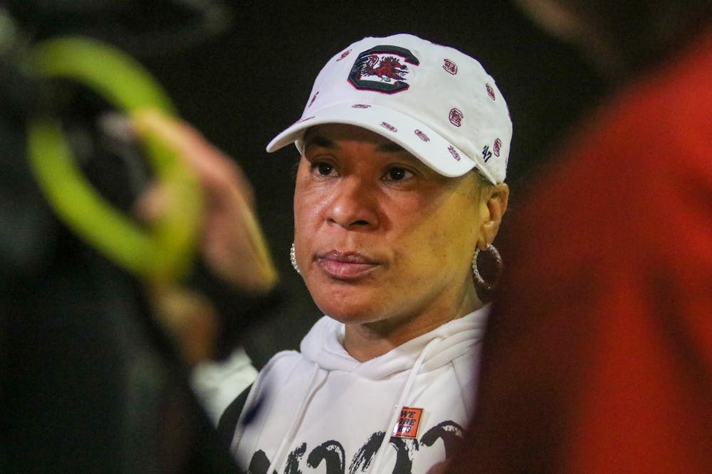 Head coach Dawn Staley talks to press at the end of the first Gamecock women's basketball practice of the 2022-2023 season on Sept. 28, 2022.