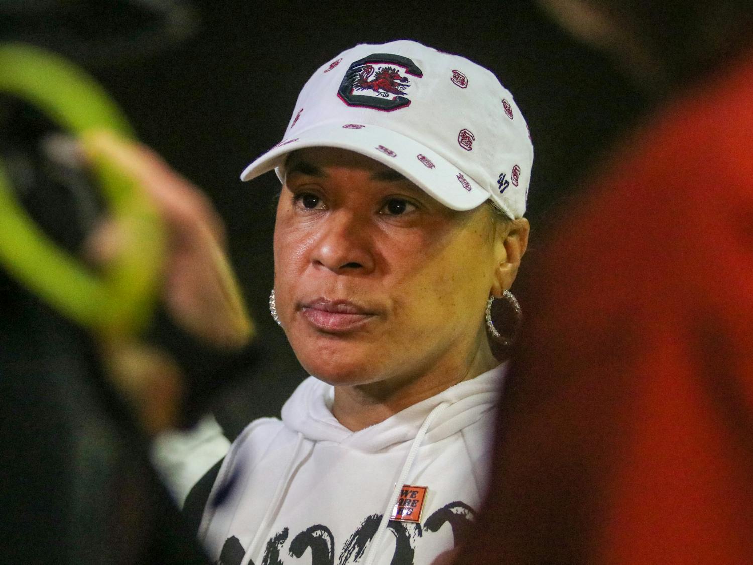 Head coach Dawn Staley talks to press at the end of the first Gamecock women's basketball practice of the 2022-2023 season on Sept. 28, 2022.