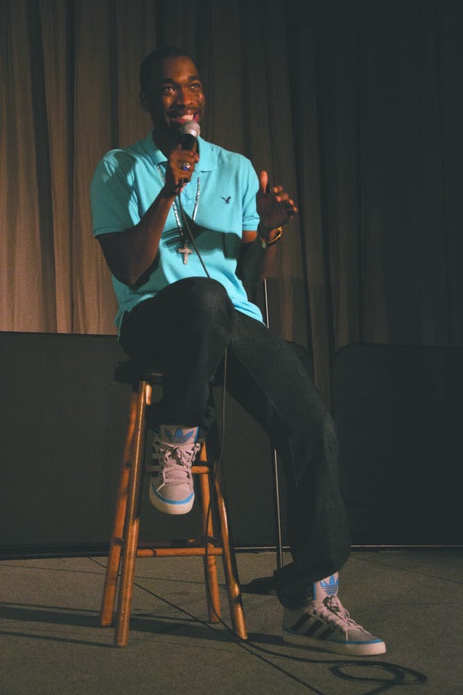 	Impressionist Jay Pharoah (and Jay Z, Obama and Kanye) performs in the Russell House ballroom on Friday night.