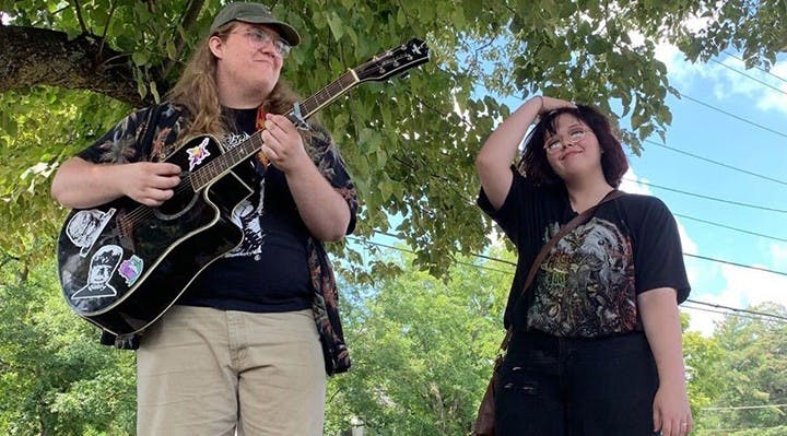 Aubrey Key (left) poses with his partner Candice Turner (right).