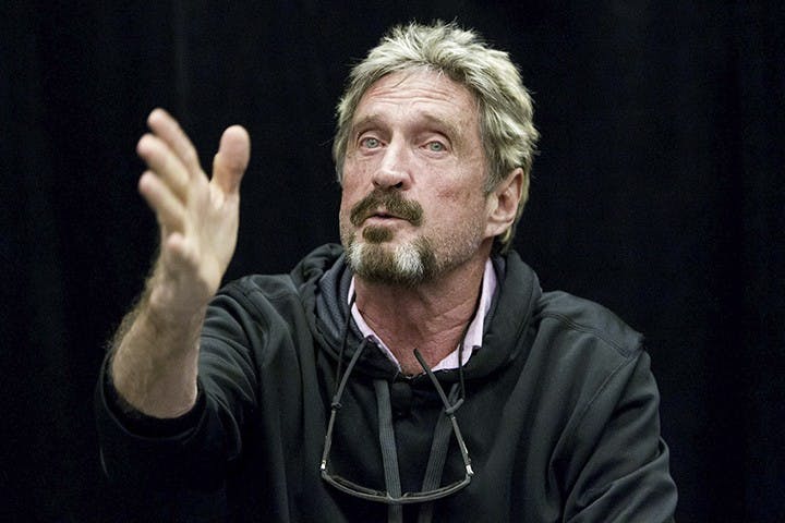 John McAfee speaks during the C2SV Technology Conference + Music Festival at the McEnery Convention Center in San Jose, California, on September 28, 2013. (LiPo Ching/Bay Area News Group/MCT)
